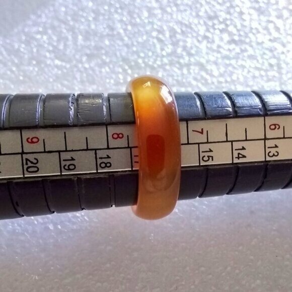 Apricot & Tangerine ~ Banded Agate Stone Ring Size 7.5 ~ Friendship Ring - Picture 4 of 8